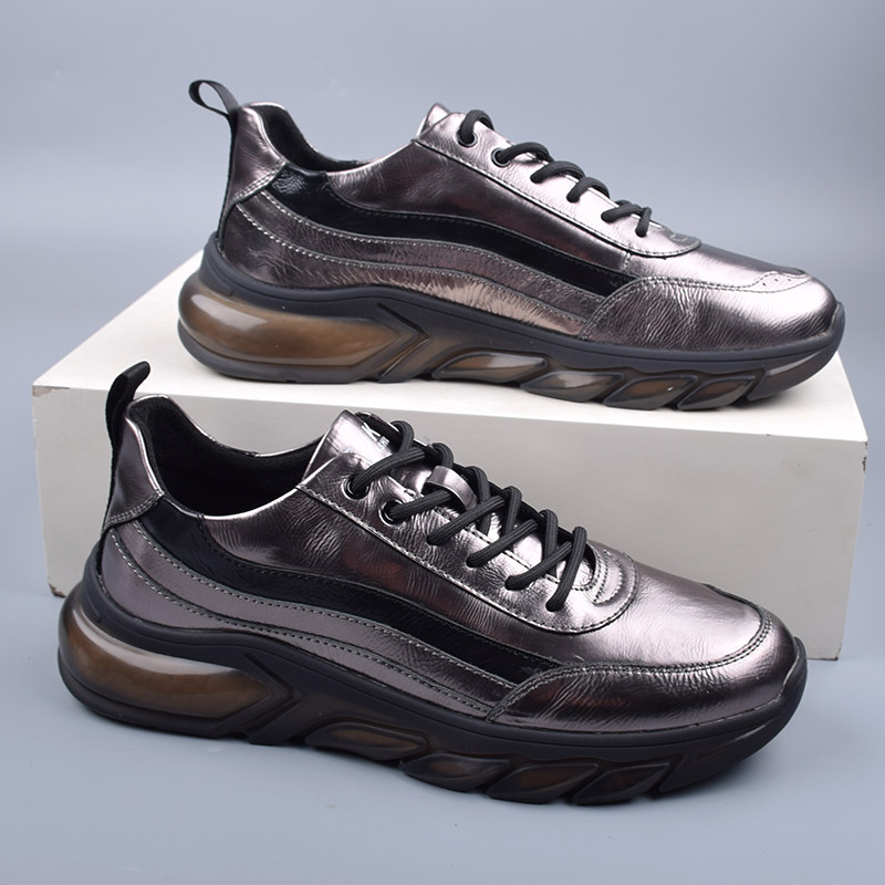 撤柜断码男士春秋运动休闲鞋真皮厚底亮面防滑时尚老爹鞋青年潮鞋