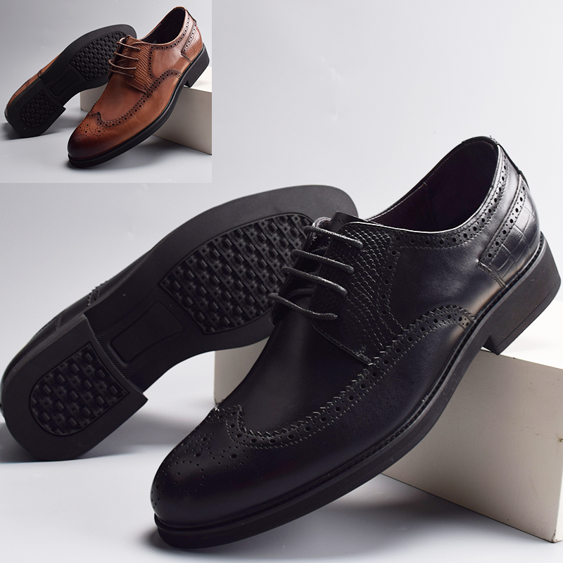 男士商务正装真皮雕花布洛克皮鞋