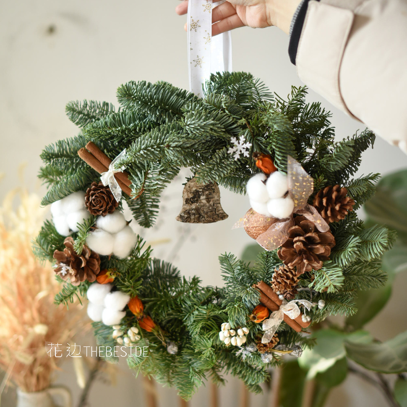 花边THEBESIDE 诺贝松花环墙饰门挂 圣诞节礼物装饰品 可长久保存