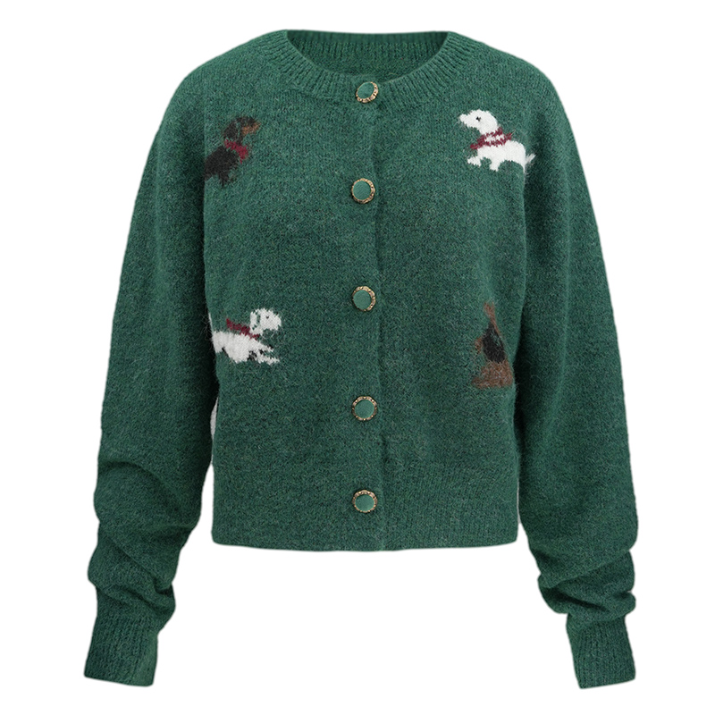 JUNGLEME卡通小狗刺绣针织开衫