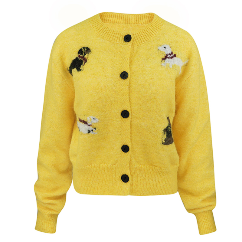 JUNGLEME小狗刺绣针织开衫毛衣
