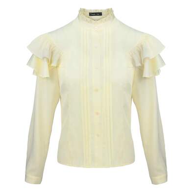 JUNGLEME荷叶袖法式衬衫