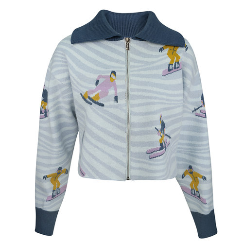 JUNGLEMEPOLO领波浪提花毛衣