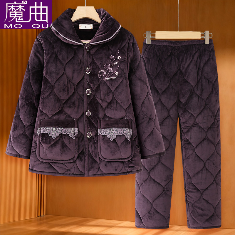 妈妈冬装外套2025新款洋气奶奶加厚保暖棉服6070岁老年人女装套装