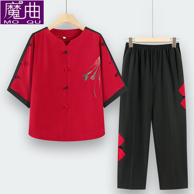 奶奶装两件套中老年人夏装女