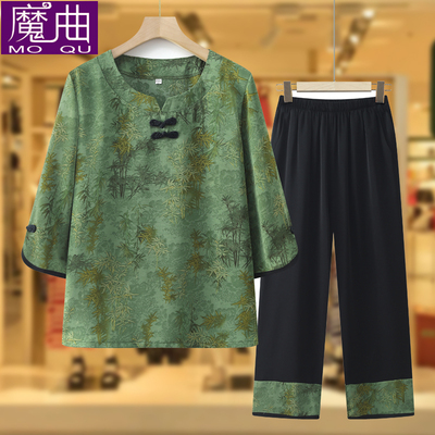 中老年人奶奶夏装半袖T恤送母亲礼物妈妈衣服减龄老太太夏季衬衫