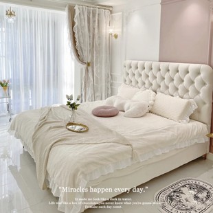 美式 轻奢布艺床时尚 软包拉扣现代简约1.8米ins网红主卧室双人婚床