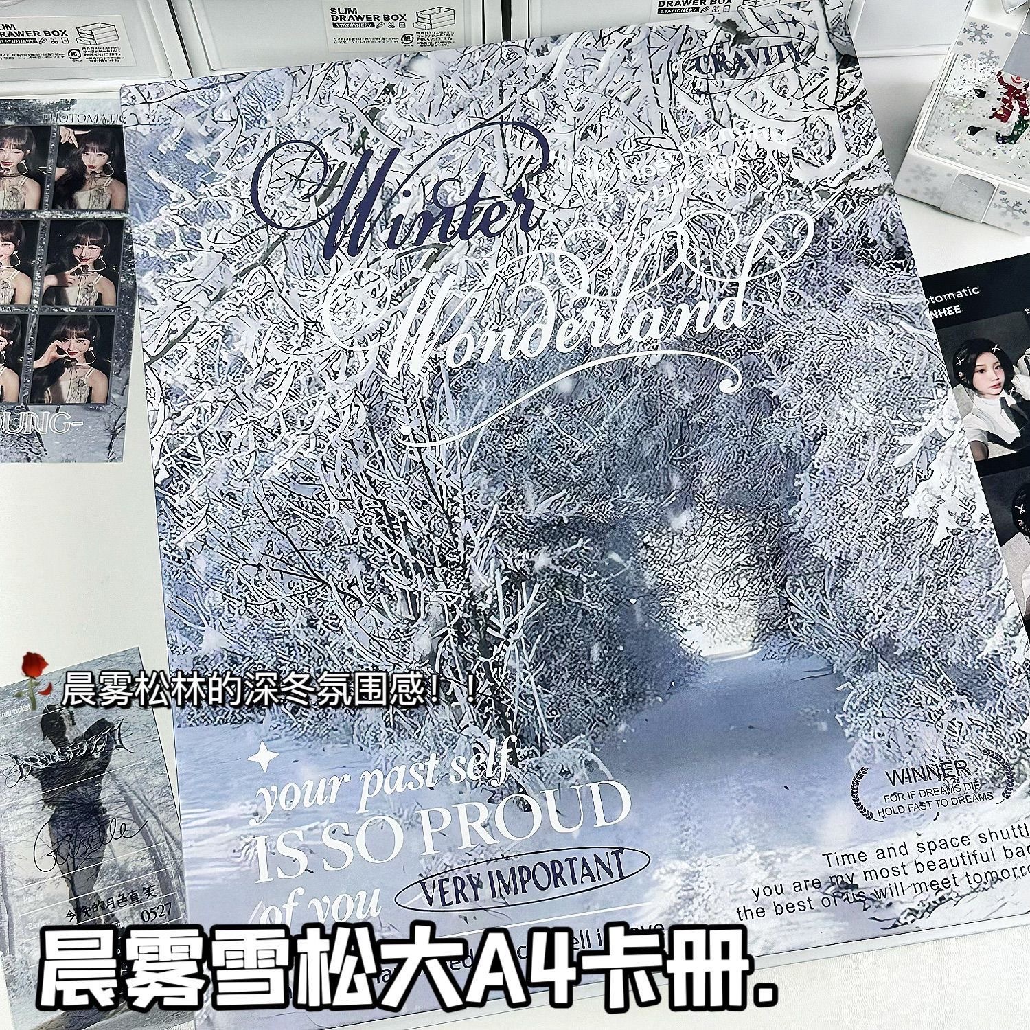 LOVELY A4冬日治愈系雪景卡册九宫格绝美小卡明信片镭射票收纳册