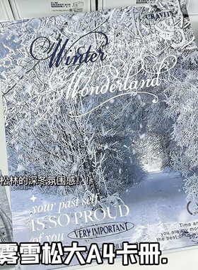 LOVELY A4冬日治愈系雪景卡册九宫格绝美小卡明信片镭射票收纳册