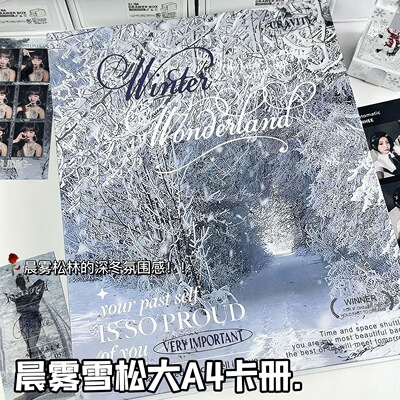 LOVELY A4冬日治愈系雪景卡册九宫格绝美小卡明信片镭射票收纳册
