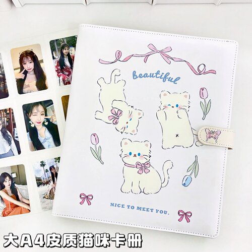 LOVELY a4皮质PU猫咪卡册九宫格收纳册3寸小卡拍立得明信片镭射票
