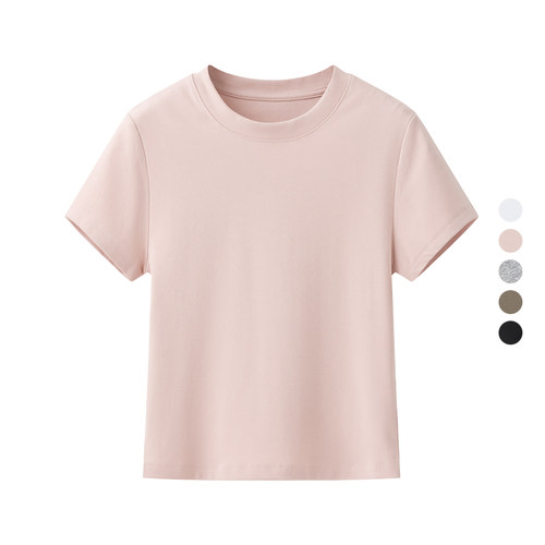 女装 2025夏季新款 圆领修身打底百搭迷你辣妹风短袖T恤衫 474410