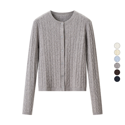 女装 2026春季新款 纽花圆领针织开衫/毛衣外套空调针织衫 488123