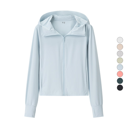 女装 2025夏季新款 高弹力防紫外线拉链连帽衫防晒短外套 477049