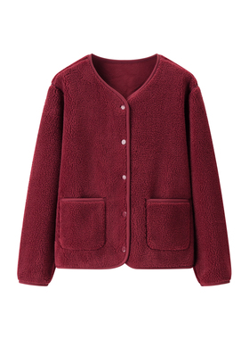 女装 2025冬季新款加厚仿羊羔绒保暖夹克摇粒绒长袖短外套 510069