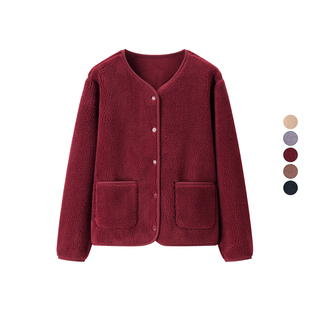 女装 2025冬季新款加厚仿羊羔绒保暖夹克摇粒绒长袖短外套 510069