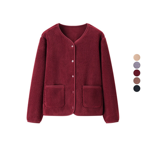 女装 2025冬季新款加厚仿羊羔绒保暖夹克摇粒绒长袖短外套 510069