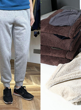 情侣款 2023冬季新款内里羊羔绒松紧腰收口加厚加绒休闲卫裤 1088