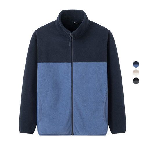 情侣装撞色拼接摇粒绒卫衣外套