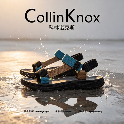 【清爽海风感】CollinKnox2026年夏季新款男士沙滩鞋简约拼色凉鞋