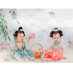 儿童摄影女宝汉服周岁古装可爱照相仙女服装蟠桃会主题照相主题服