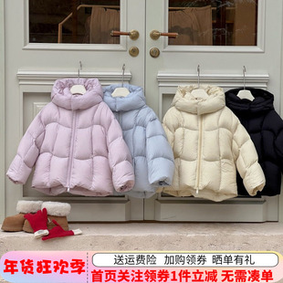 女童洋气奶油泡芙羽绒服冬装2025新款儿童可溯源90百荣棉服外套冬