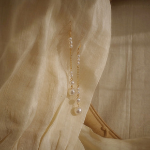 轻奢暧昧 设计复古vintage美人气质优雅长款珍珠手工耳环耳坠