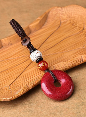 朱砂钥匙扣吊坠紫金砂汽车钥匙挂件本命年红色项坠厂家批发