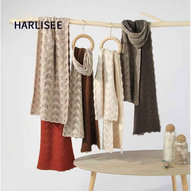 HARLISEE秋冬针织镂空女羊绒围巾