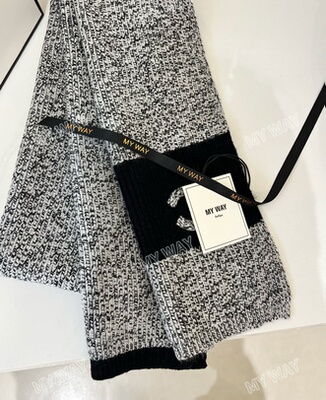 「MY WAY定制」杂色灰花纱拼色羊毛混纺百搭针织毛线围巾