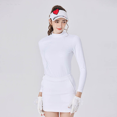 BG秋冬新款高尔夫女装百搭长袖打底衣加绒保暖修身运动GOLOT恤