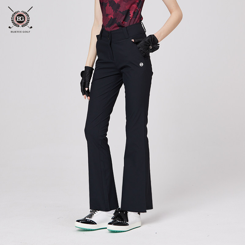 BLKTEE高尔夫女装黑色高腰微喇裤新款速干百搭直筒春夏气质长裤