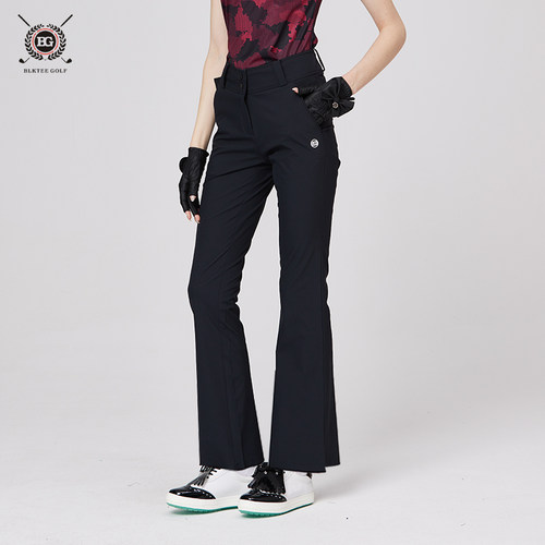 BLKTEE高尔夫女装黑色高腰微喇裤新款速干百搭直筒春夏气质长裤