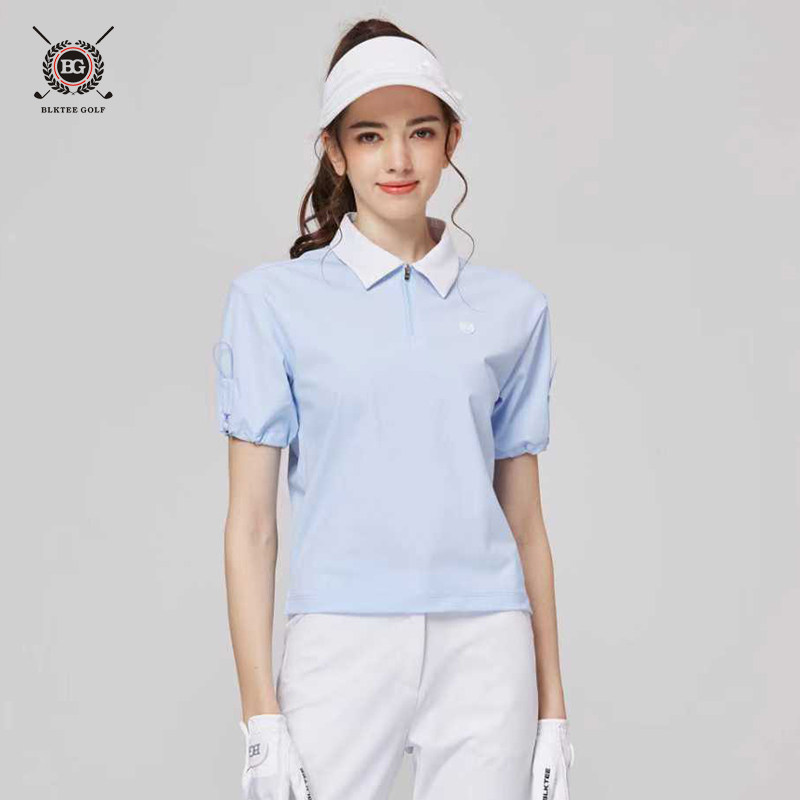 春夏百搭高尔夫服装女士短袖T恤翻领收腰运动上衣速干高端球服