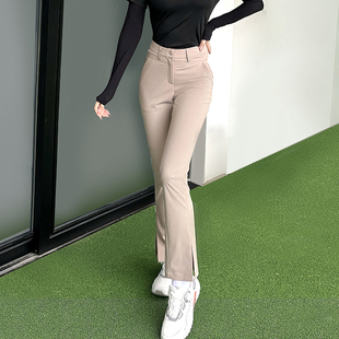 BG高尔夫服装女春夏新款修身显瘦微喇裤高腰弹力开叉长裤子
