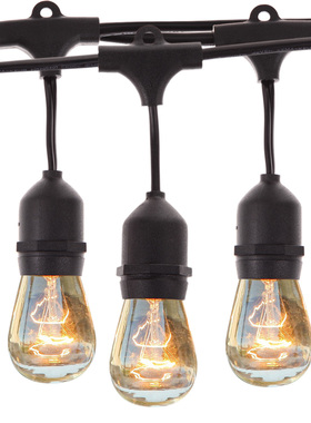 9m Vintage Patio Globe String Lights Black Cord Clear