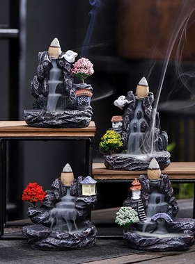 倒流香炉树脂新款创意家居办公室薰香炉香道摆件厂家跨境一件代发