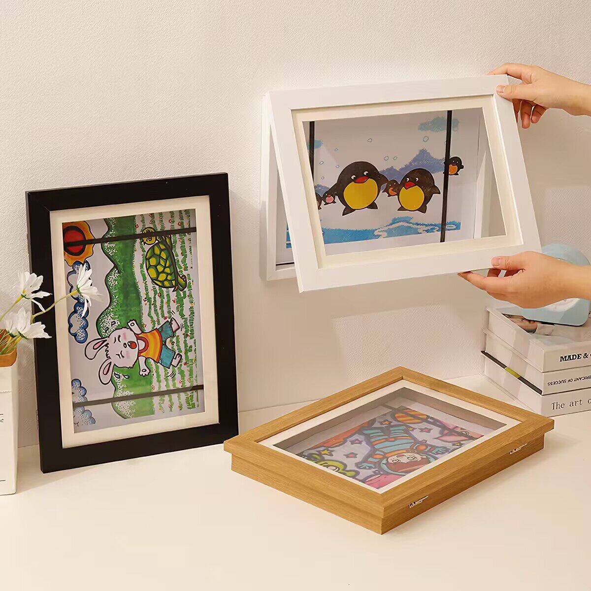 翻盖相框亚马逊跨境A3A48.5x11儿童画展示画框储存KidsArt磁吸画