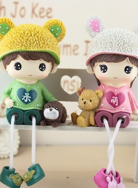 树脂吊脚情侣娃娃创意家居摆件高级感小众玄关卧室装饰品