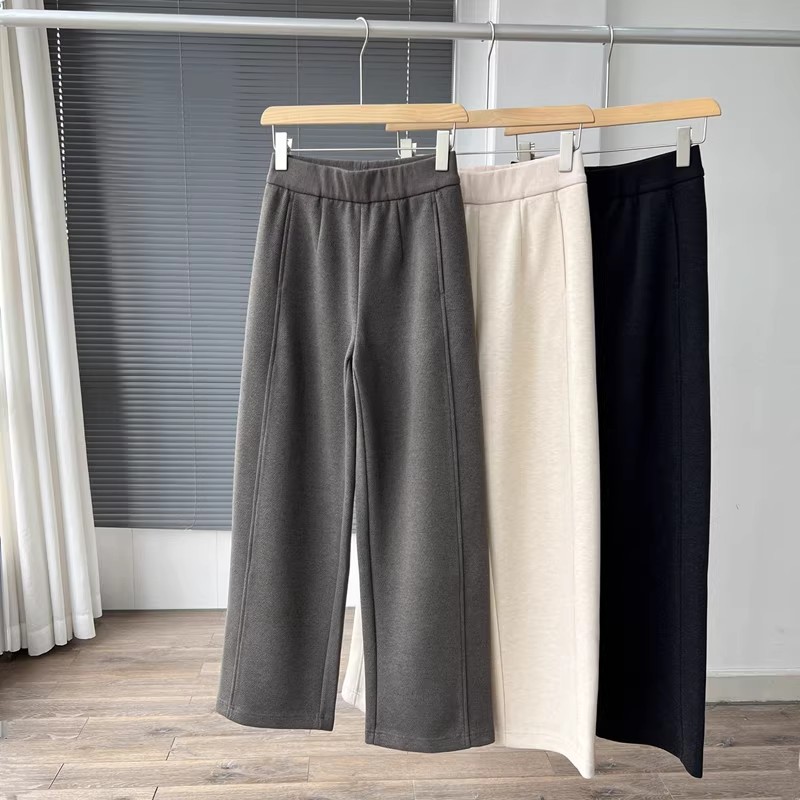 早八裤醋酸羊毛直筒休闲裤加绒女