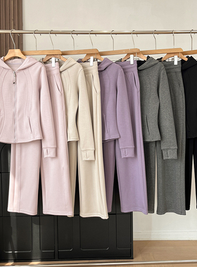 LU同款小蛮腰套装运动女连帽卫衣外套高腰显瘦窄版直筒阔腿休闲裤