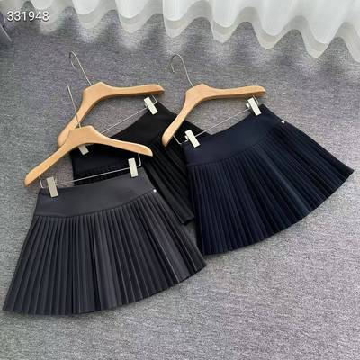 miu系高腰防走光百褶半身裙短裙