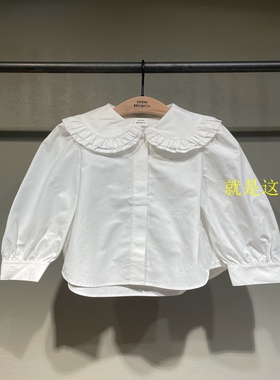 little moco童装24W冬女童纯棉娃娃领衬衫甜美长袖衬衣KBD4SHT002