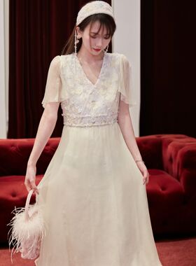 Marie Elie【月与梨花】钉珠连衣裙EAE12M15249