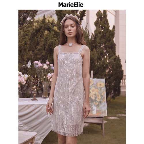 Marie Elie 钉珠吊带裙仙女连衣裙EAB12M01320