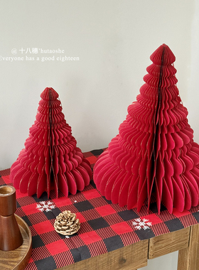 圣诞节装饰品折纸圣诞树摆件新款圣诞氛围场景挂饰桌面布置道具