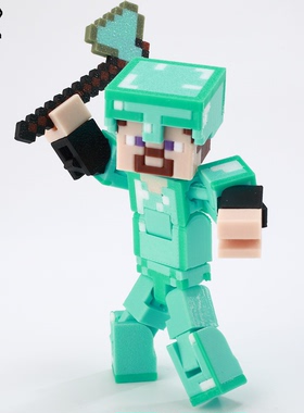 9L3D打印关节可动人偶MC我的世界钻石盔甲史蒂夫无敌少侠模型礼物