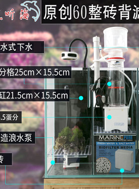 静风听海60方缸背滤海缸玻璃缸大蛋分藻神砖系统海水鱼缸珊瑚实木