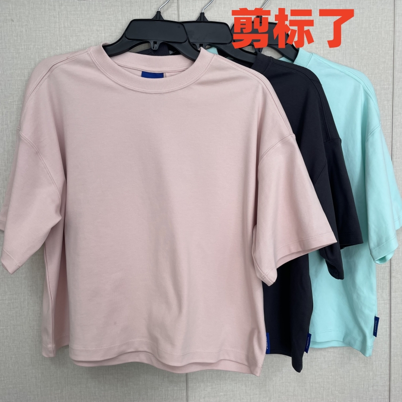 侬家运动圆领T恤女春夏柔软大码宽松棉短袖短款简约休闲潮流上衣