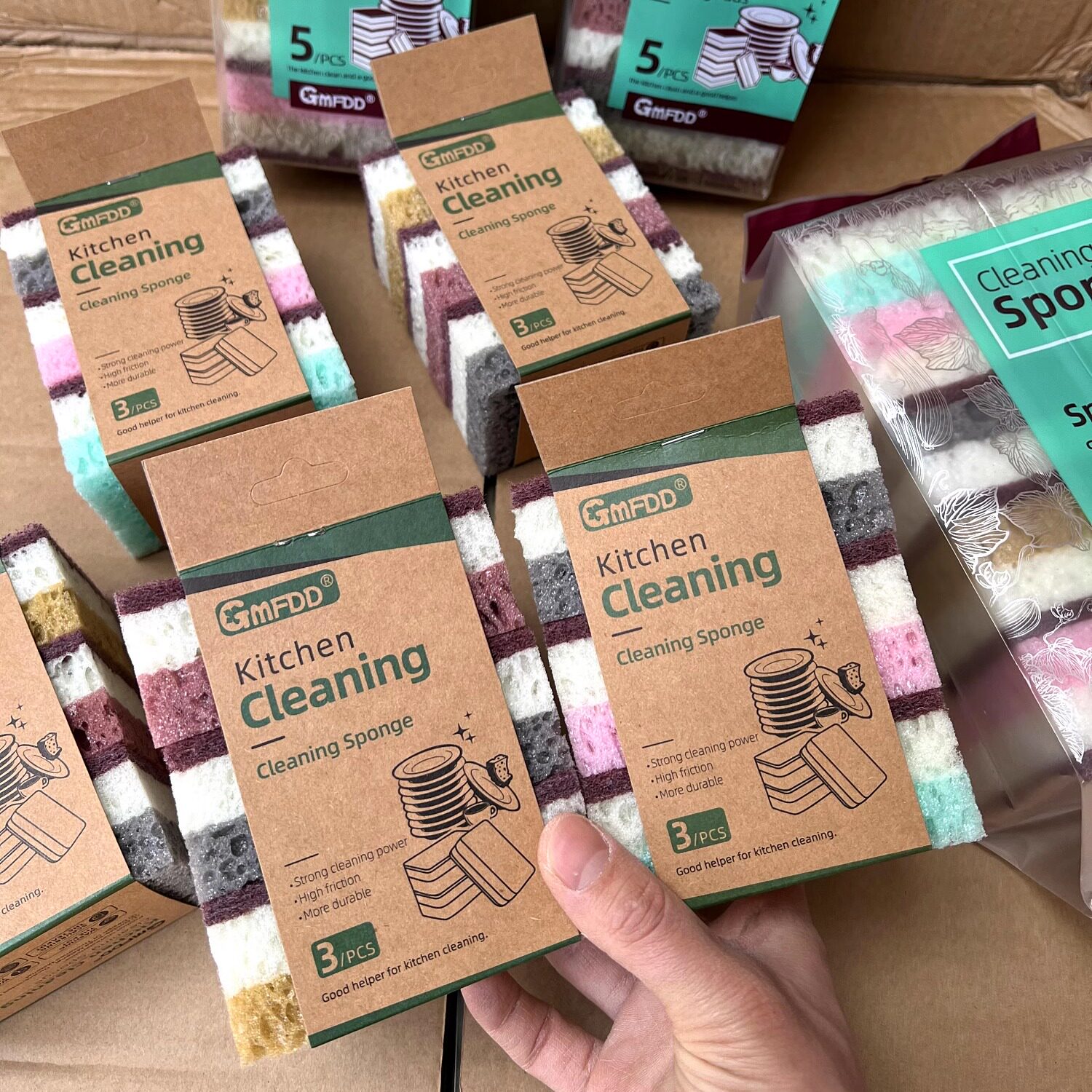 外贸美单！新科技！三层高泡加厚海藻绵！家用清洁刷锅洗碗海绵块